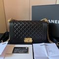 Chanel Le Boy Medium Black Calfskin Gold HW