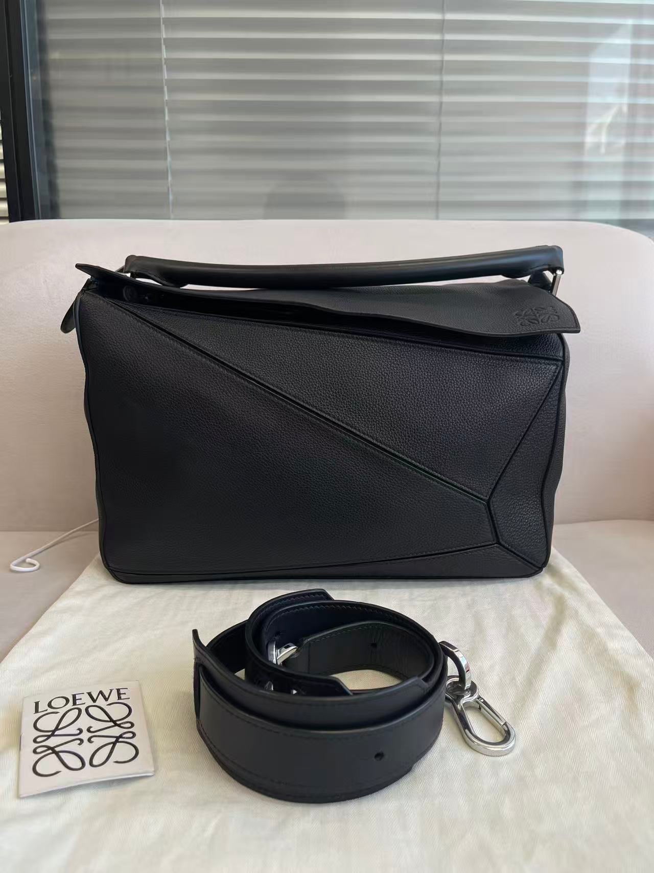 Loewe Black Grained Calfskin Large Puzzle