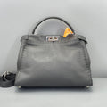 Fendi Dark Grey Pebbled Leather Peekaboo Medium