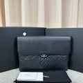 CHANEL Large Caviar Quilted Flap Clutch Bag Black