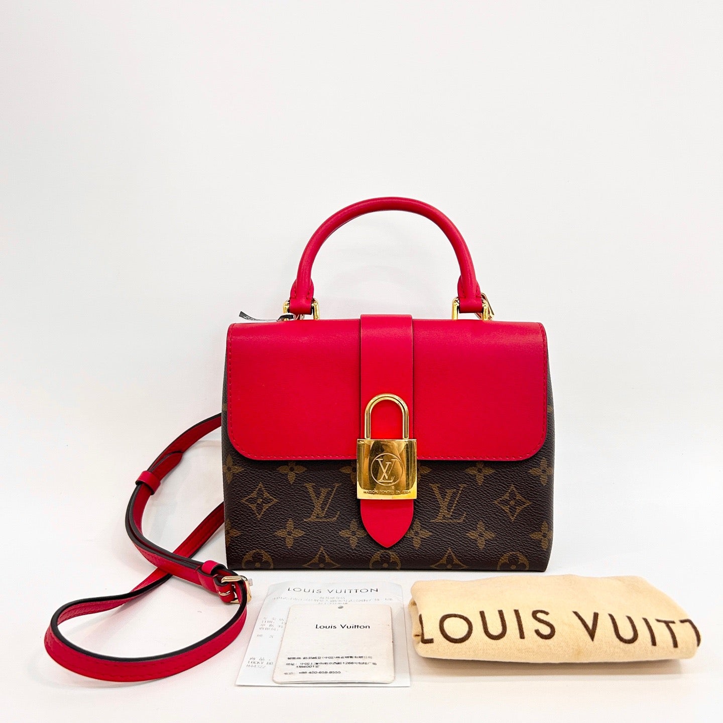 Louis Vuitton Locky BB Monogram Red Calfskin Handbag
