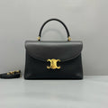 Celine Triomphe Kelly Black Leather Gold Hardware Bag
