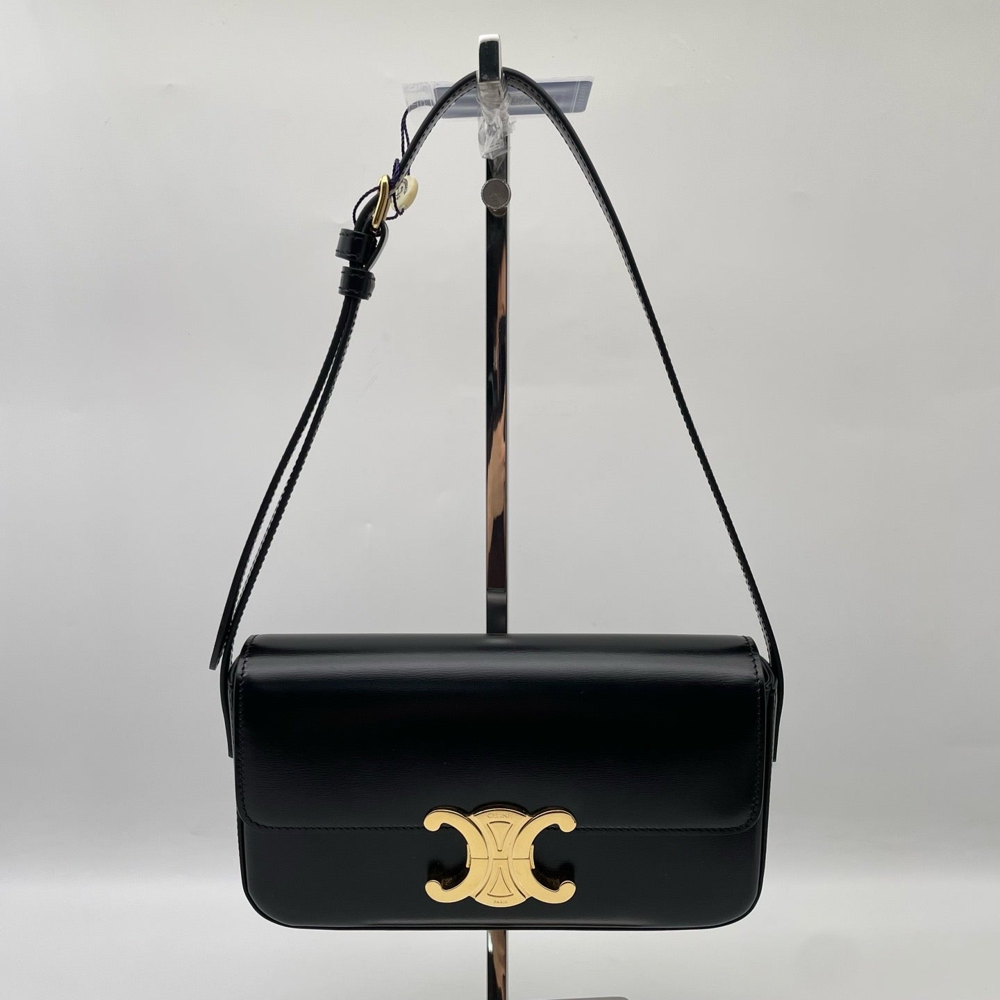 Celine Small Triomphe Black Glossy Calfskin