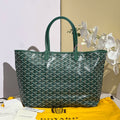 Goyard Saint Louis PM Green Chevron Canvas Shopping Tote