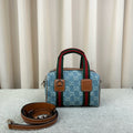 Gucci GG Denim Mini Blue Boston Bag