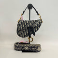 Dior Mini Saddle Bag Blue Oblique Jacquard