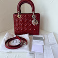 Dior Medium Lady Dior Burgundy Patent Cannage