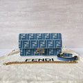 Fendi FF Denim Wallet On Chain Gold‑toned Hardware