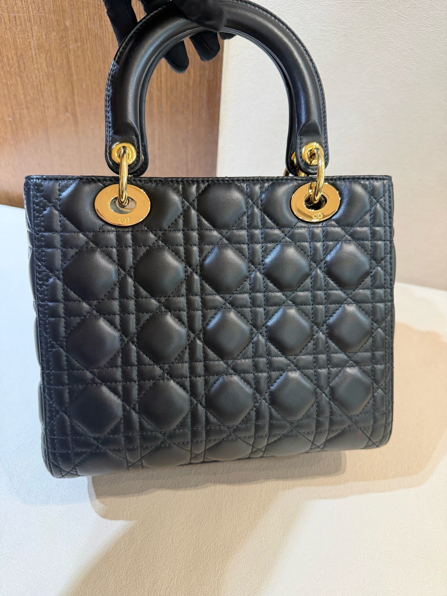 Dior Lady Dior Five Grid Black Lambskin Bag
