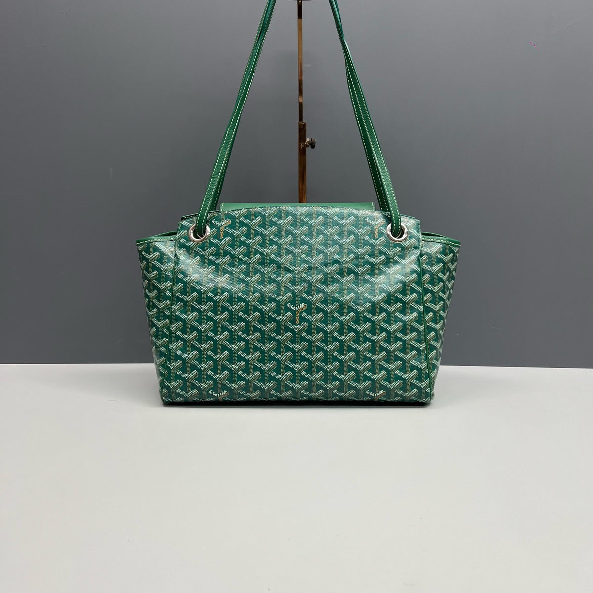 Goyard Rouette Green Goyardine Canvas Shoulder Tote Bag