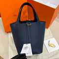 Hermès Picotin 18, Bleu Prusse Taurillon Clemence Leather