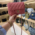 Chanel Pink Quilted Lambskin Mini Square Flap Bag
