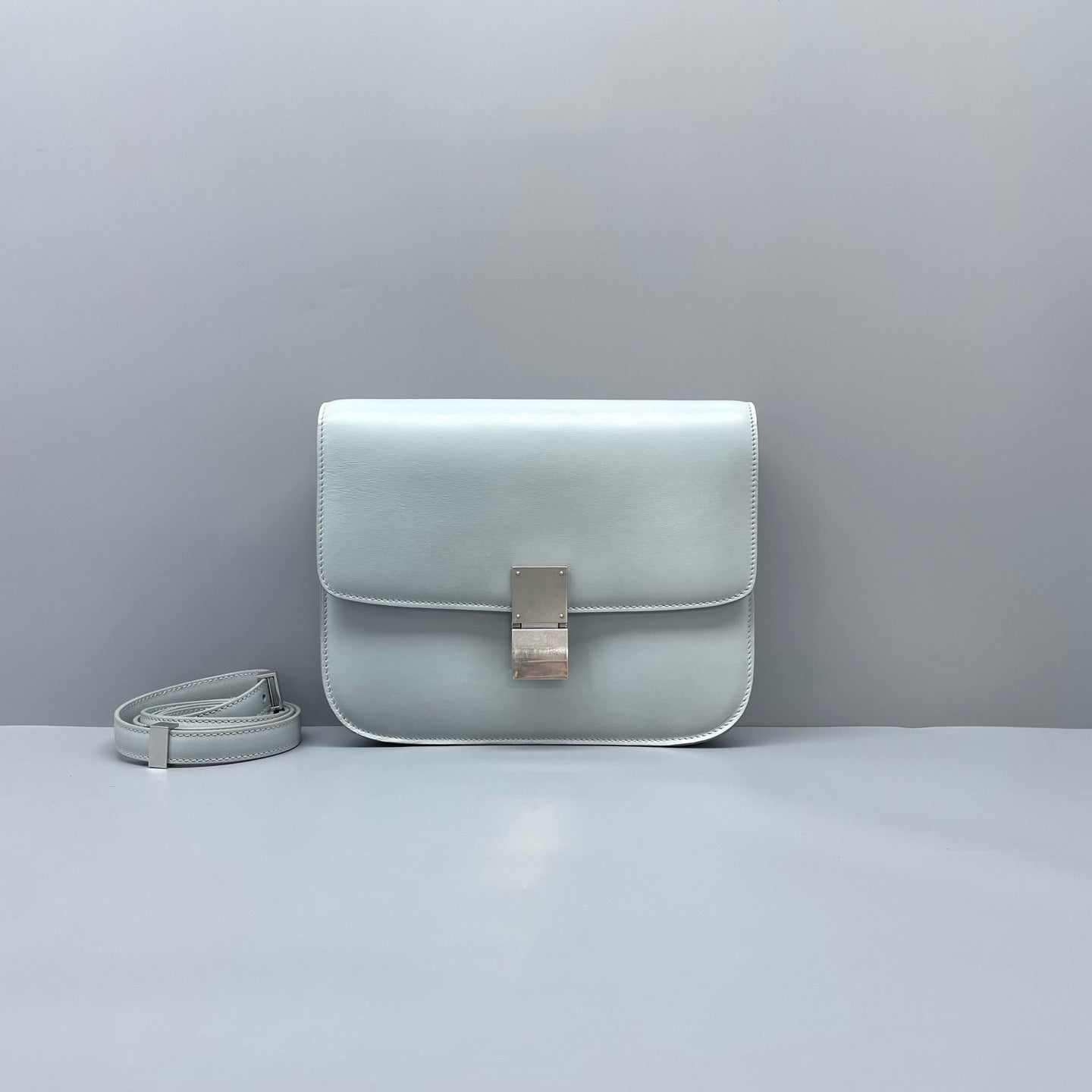 Celine Classic Box Medium Light Blue Calfskin