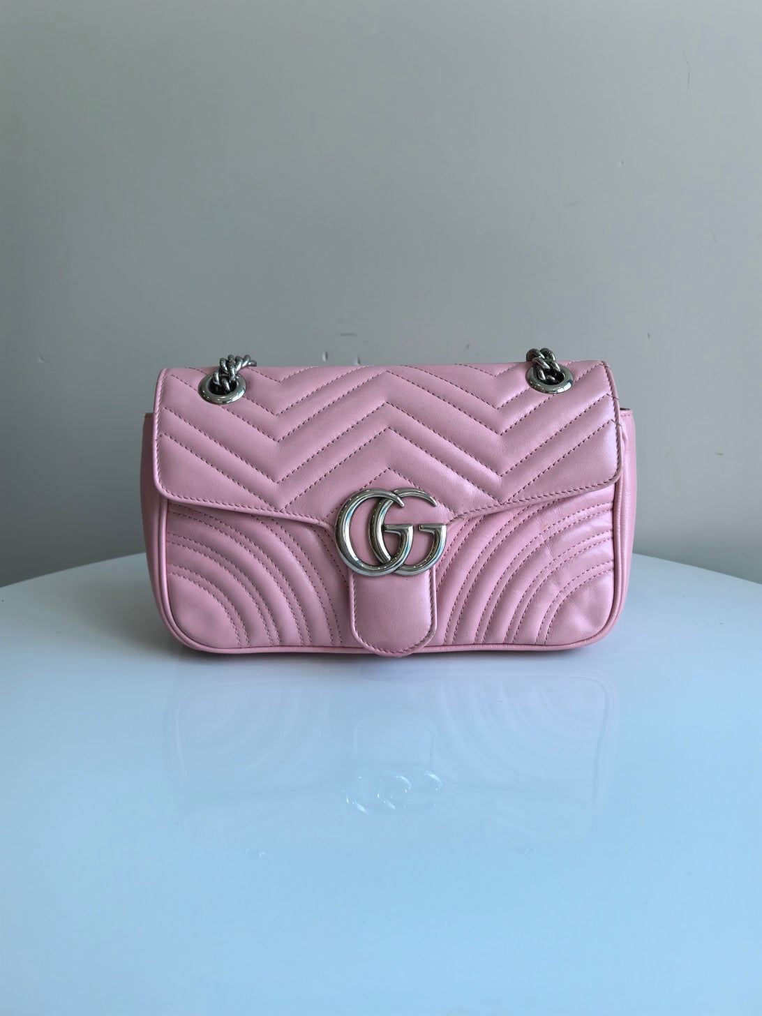 Gucci GG Marmont Medium Pink Silver Hardware