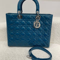 Christian Dior Lady Dior Large Blue Patent