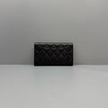 Chanel Black Caviar Quilted Long Flap Wallet