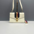 Gucci Medium Sylvie Shoulder Crossbody Bag in Off-White