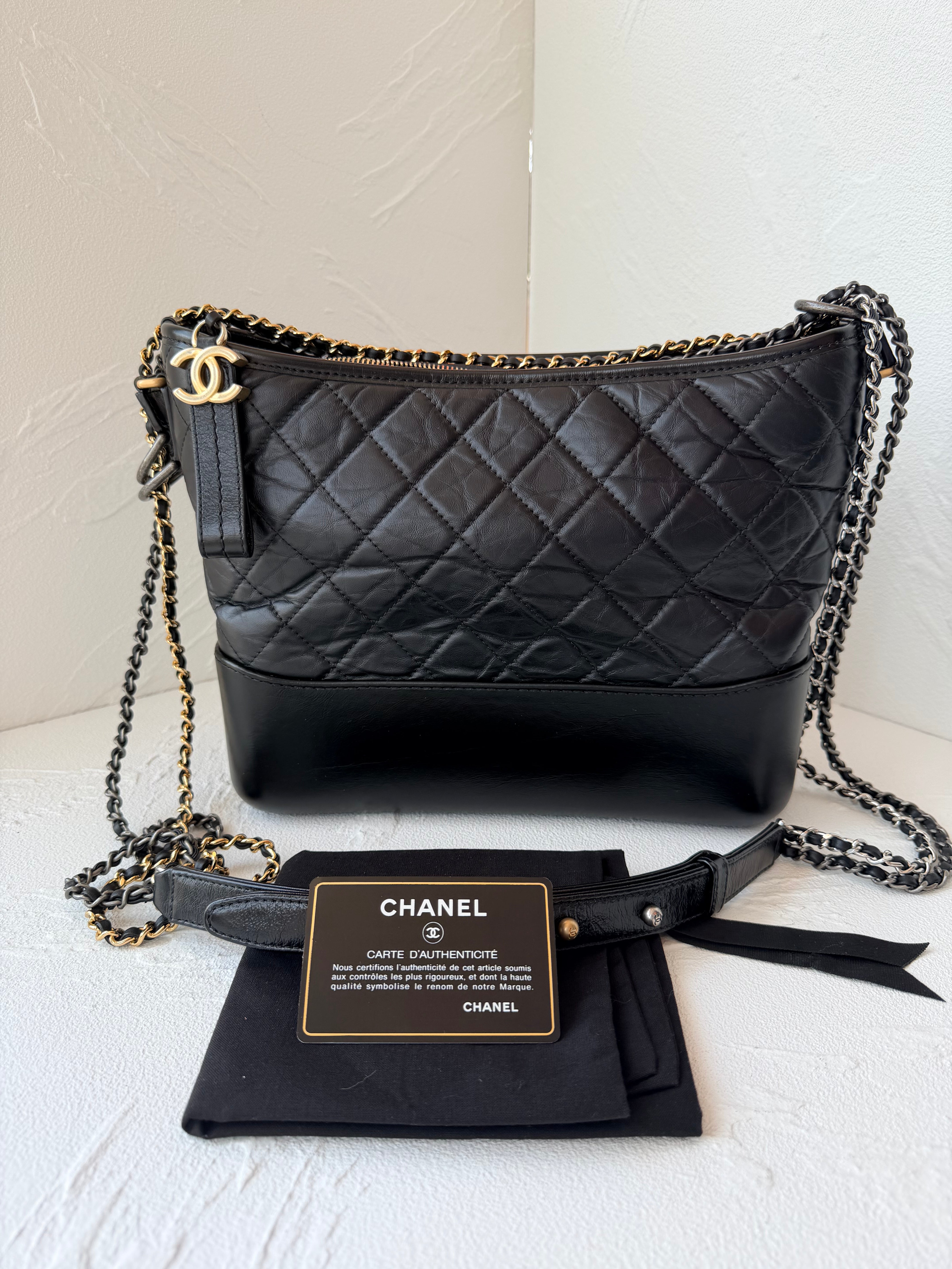 Chanel Gabrielle Medium Black Calfskin Crossbody Bag