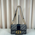 Dior Montaigne Medium Blue Oblique Embroidery Bag