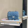 Chanel CF Mini Square, Blue Denim Interlocking CC Print