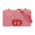 Dior Caro Medium Pink Denim Cannage Shoulder Bag