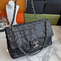 Chanel Jumbo Black Sequin Silver HW 2009