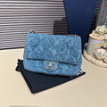 Chanel 23P Square Flap, Blue Denim Camellia Jacquard