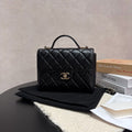 Chanel 24B Black Lambskin Top Handle Flap Bag