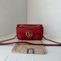 Gucci GG Marmont 22, Red Matelassé Leather
