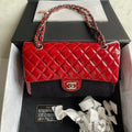 Chanel Classic Flap Red Patent Leather Silver HW Bag