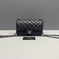 Chanel Mini Classic Flap Handbag in Navy Blue Lambskin Quilted