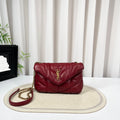 Saint Laurent Medium Loulou Puffer Cloud Shoulder Bag Red Quilted Calfskin