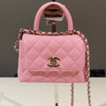 Chanel Pink Caviar Leather Mini Top Handle Bag