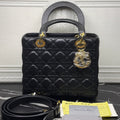 Dior Medium Lady Dior Cannage Quilted Black Lambskin