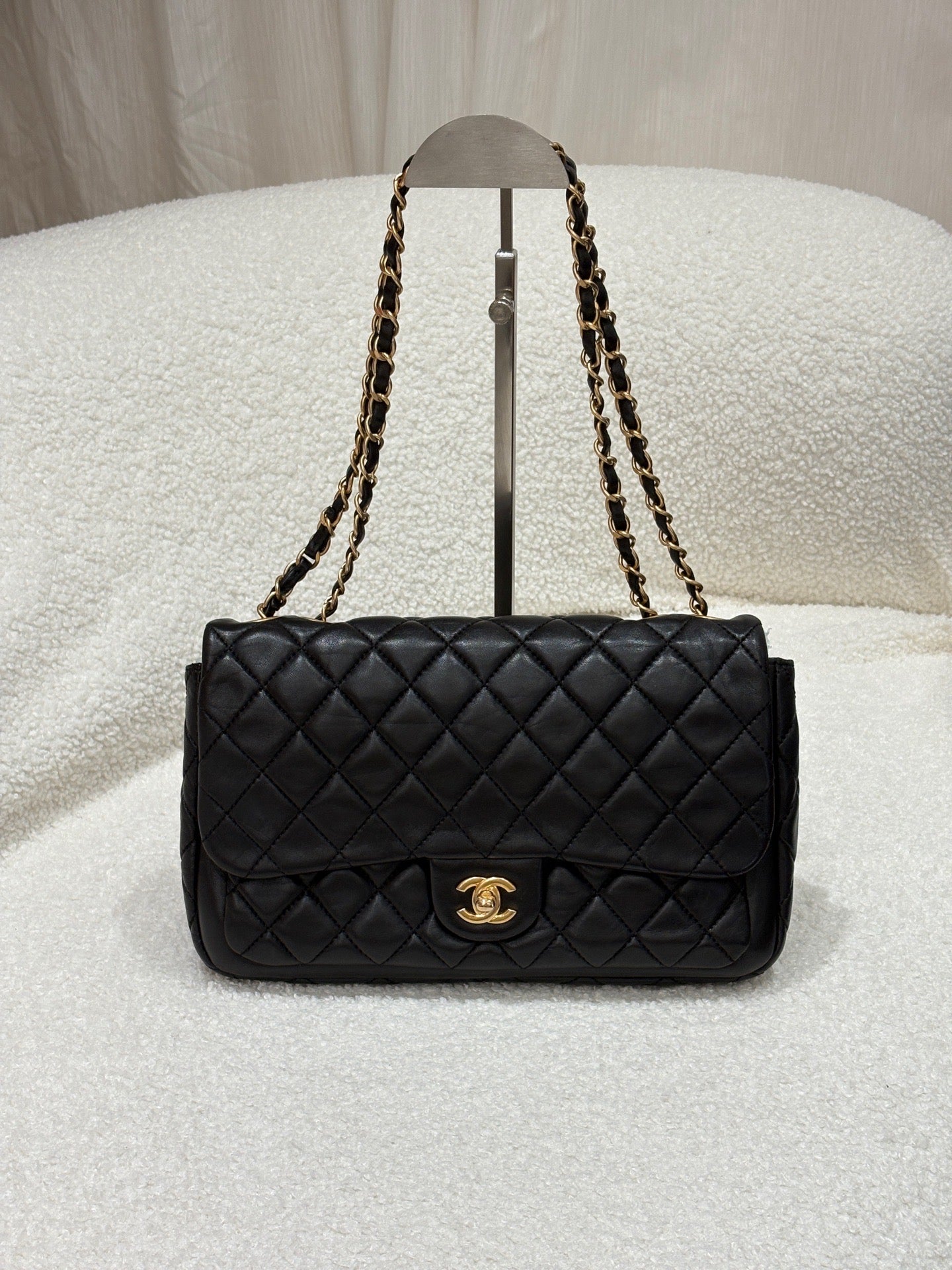 Chanel Classic Jumbo Flap Bag in Black Lambskin with Gold