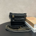 Chanel Gabrielle Small Hobo Bag, Black Aged Calfskin