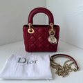 Dior Mini Lady Dior Burgundy Cannage Lambskin Handbag