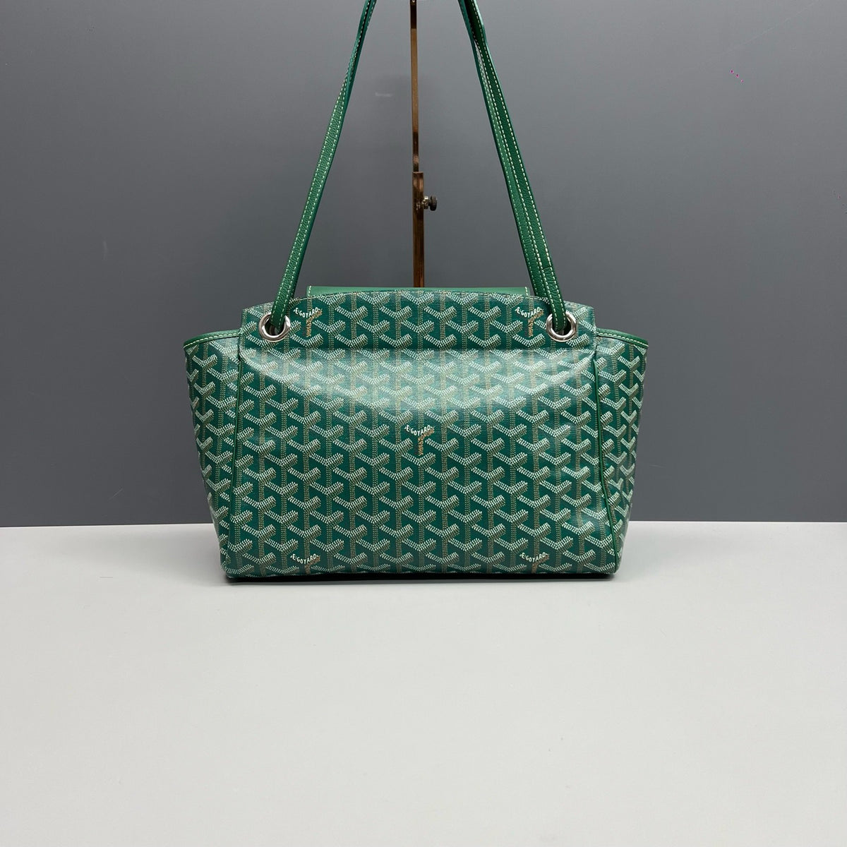 Goyard Rouette Green Goyardine Canvas Shoulder Tote Bag