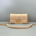 Dior Caro Beige Cannage Tweed Chain