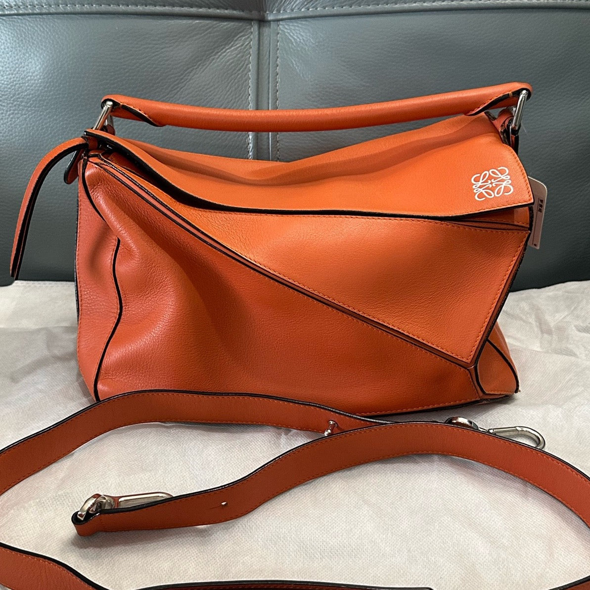 Loewe Puzzle Medium Orange Calfskin Bag