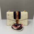 Gucci Sylvie White Leather Crossbody Bag