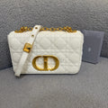 Dior Caro Small Ivory Supple Cannage Calfskin Gold