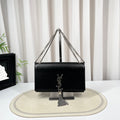 Saint Laurent Fringe Kate Chain Shoulder Bag Black Calfskin