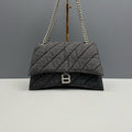 Balenciaga Crush Medium Bag Grey Quilted Denim