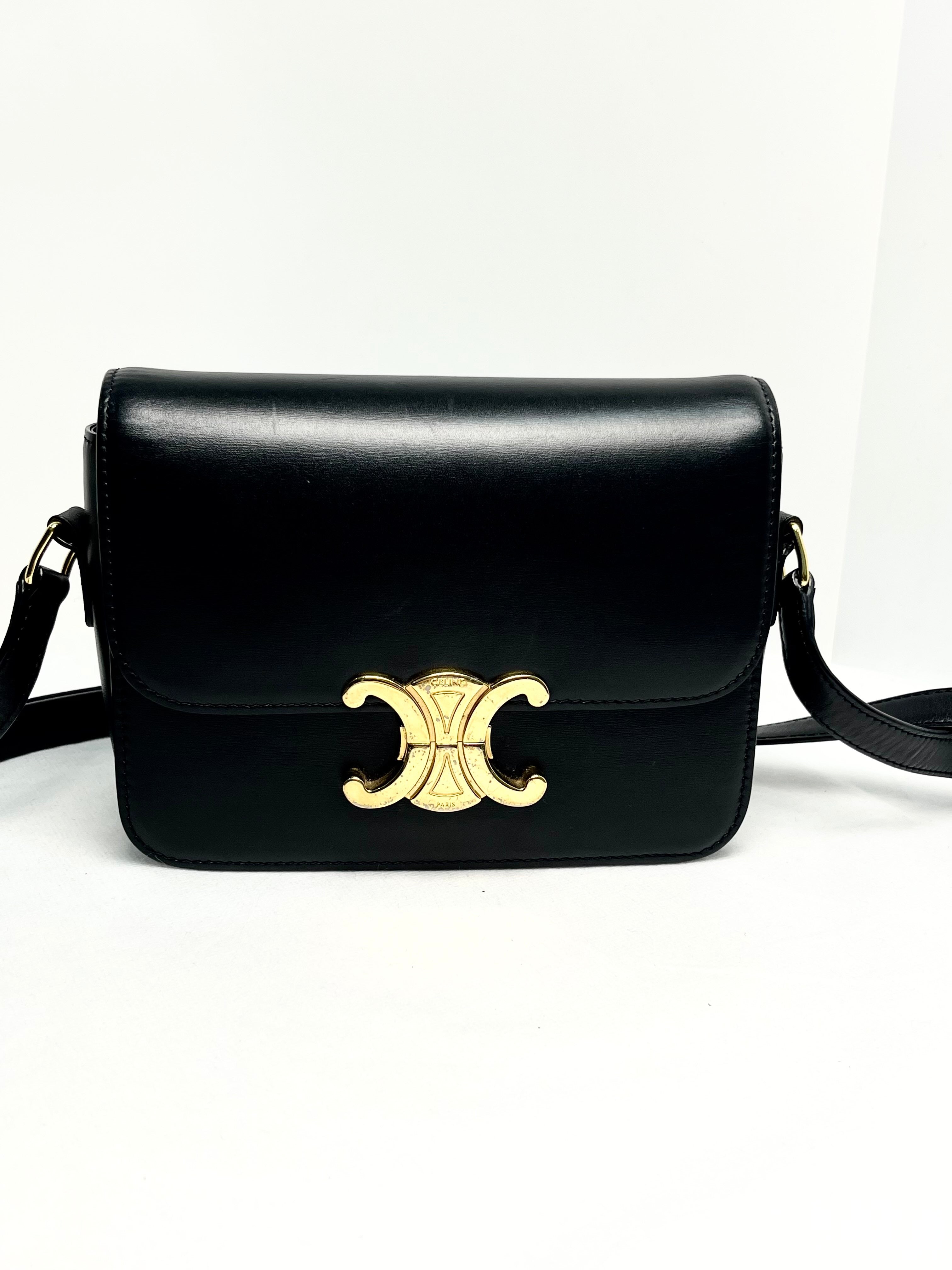 Celine Teen Triomphe Box Black Calfskin
