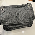 Saint Laurent Niki Medium Black Crinkled Leather Bag