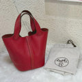 Hermès Picotin 18 Rouge Casaque Clemence Leather Handbag