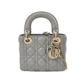 Dior Lady Dior Mini, Grey Lambskin Cannage Leather
