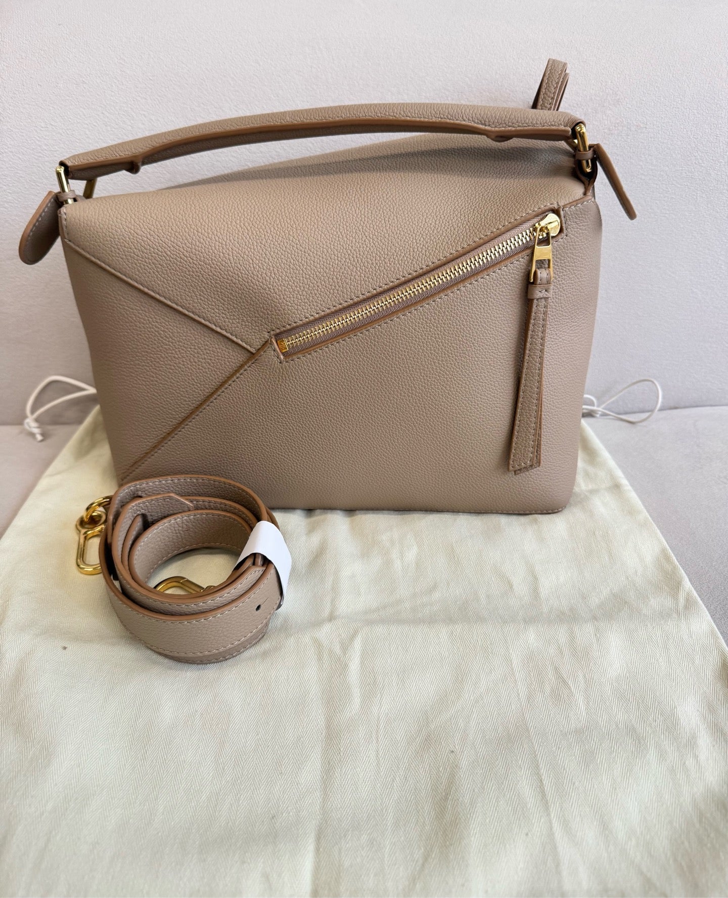 Loewe Taupe Grained Calfskin Medium Puzzle