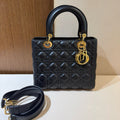 Dior Lady Dior Five Grid Black Lambskin Bag